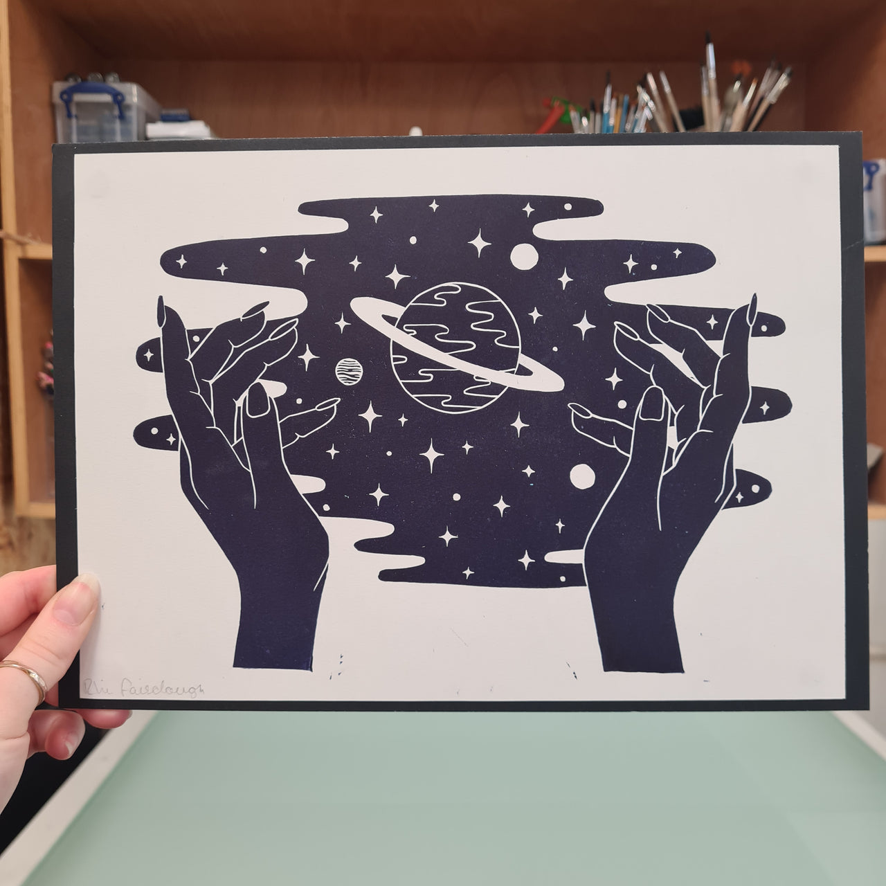Creating Space | A5 Lino Cut Print