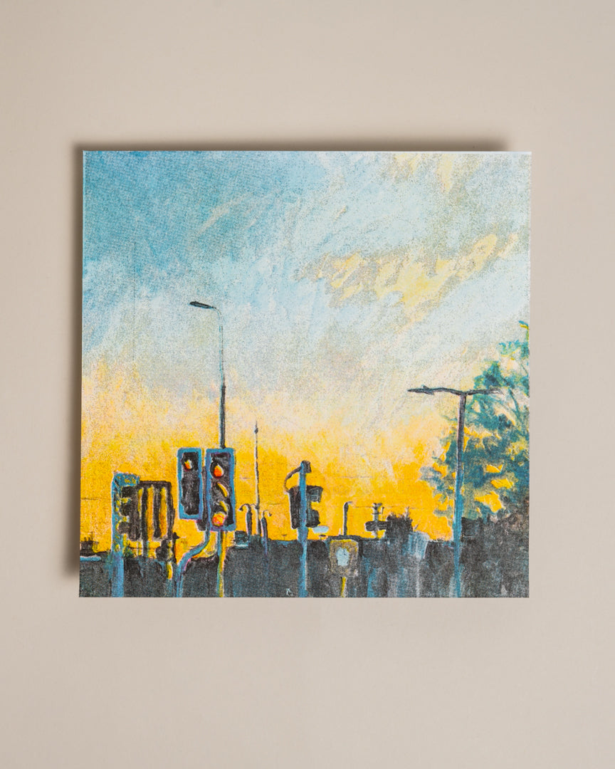 Traffic Light Sunset | 20x20 Risograph Print | Urban Series